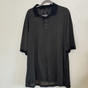 Gary Player Polo Shirt Mens 2XL 60s Double Mercerized Cotton Black Tan Print